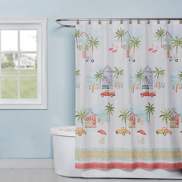 nwot SKL-brand Home By The Surf 70x72-inch Shower Curtain .. Seaside Beach Theme - Picture 1 of 3